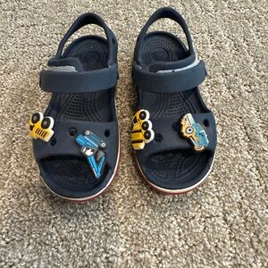 Kids Blue Crocs Sandals with Vehicle Charms